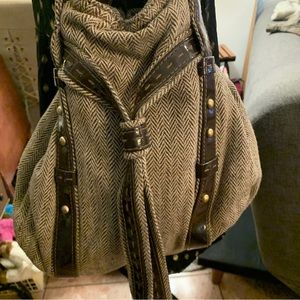 GAP Tan and Brown Tweed Bucket Bag